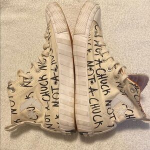 Converse Cream High-Top Sneakers with Artistic Design